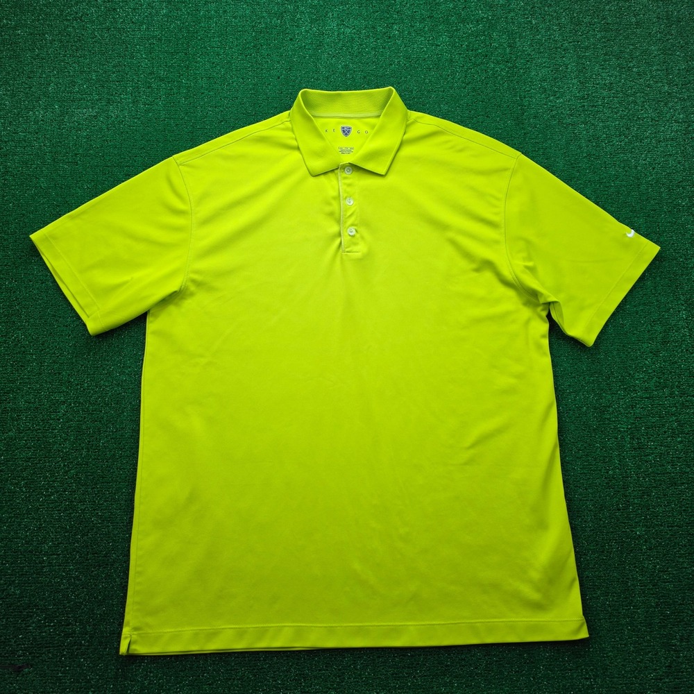 Nike Golf‎ FIT DRY Technical Performance Polo Shirt Mens 2XL Lime Green Casual